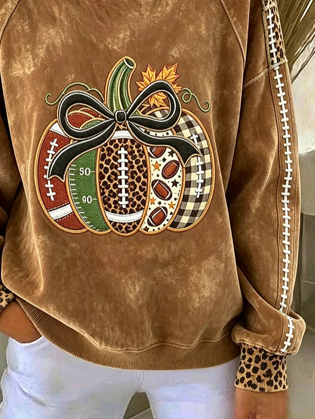 Casual Leopard Crew Neck Long Sleeve Sweatshirt