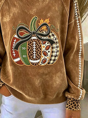 Casual Leopard Crew Neck Long Sleeve Sweatshirt