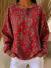 Casual Paisley Crew Neck Long Sleeve Sweatshirt