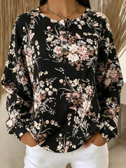 Casual Floral Henley Collar Long Sleeve Sweatshirt