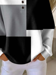 Casual Crew Neck Multicolor Block Sweatshirt Printing
