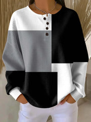 Casual Crew Neck Multicolor Block Sweatshirt Printing