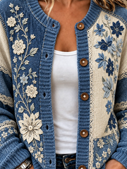 Women Floral Long Sleeve Comfy Casual Cardigan