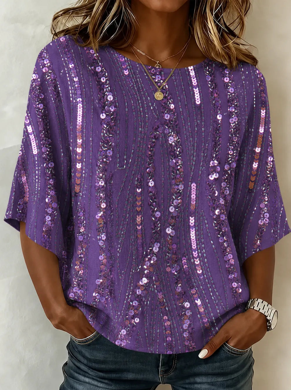 Casual Loose Crew Neck Vintage Blouse