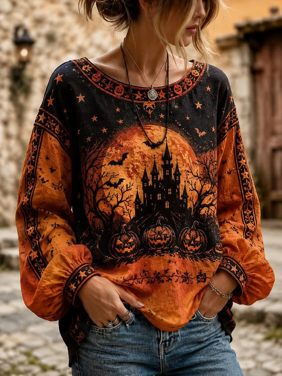 Women's Halloween Print Gothic Top