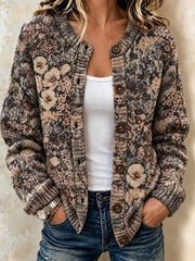 Women Floral Long Sleeve Comfy Vintage Cardigan