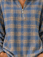 Casual Geometric Stand Collar Long Sleeve Sweatshirt