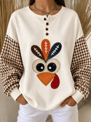 Casual Houndstooth Crew Neck Long Sleeve Sweatshirt