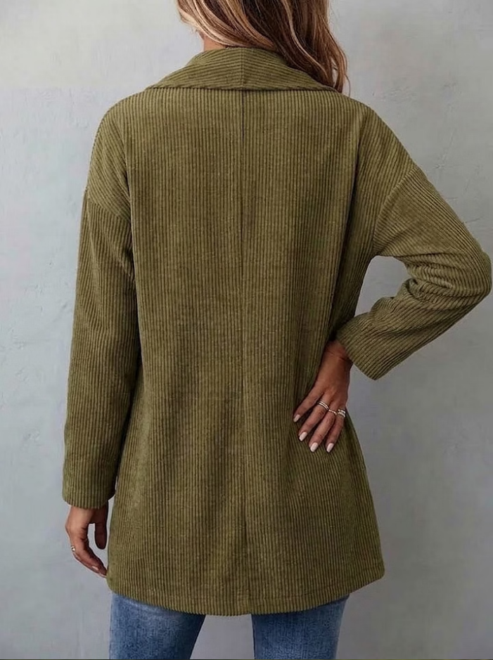 Single Button Casual Corduroy Jacket With Oversized Lapels