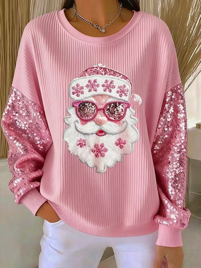 Casual Santa Claus Crew Neck Long Sleeve Sweatshirt