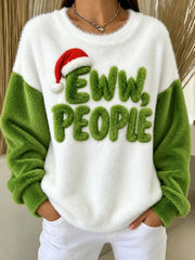 Casual Text Letters Crew Neck Long Sleeve Sweatshirt