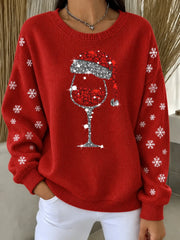 Casual Christmas Crew Neck Long Sleeve Sweatshirt