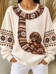 Casual Dog Crew Neck Long Sleeve Sweatshirt