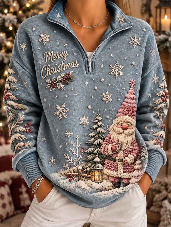 Women Cute Christmas Art Printed Casual Sweatshirt