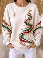 Christmas Tree Casual Crew Neck Sweatshirt