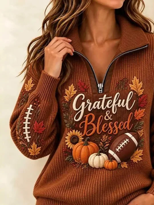 Casual Sunflower Stand Collar Long Sleeve Sweatshirt