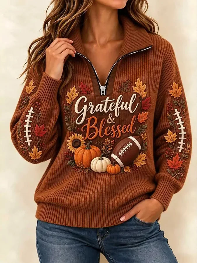Casual Sunflower Stand Collar Long Sleeve Sweatshirt