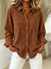 Vintage With Rivet Detail Print Western Style Shirt