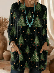 Women Christmas Tree Long Sleeve Comfy Simple Sweater