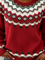 Women Fair Isle Long Sleeve Comfy Vintage Sweater
