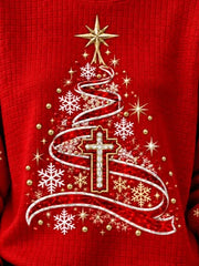 Crew Neck Christmas Tree Casual Sweatshirt
