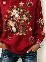 Casual Christmas Crew Neck Long Sleeve Sweatshirt