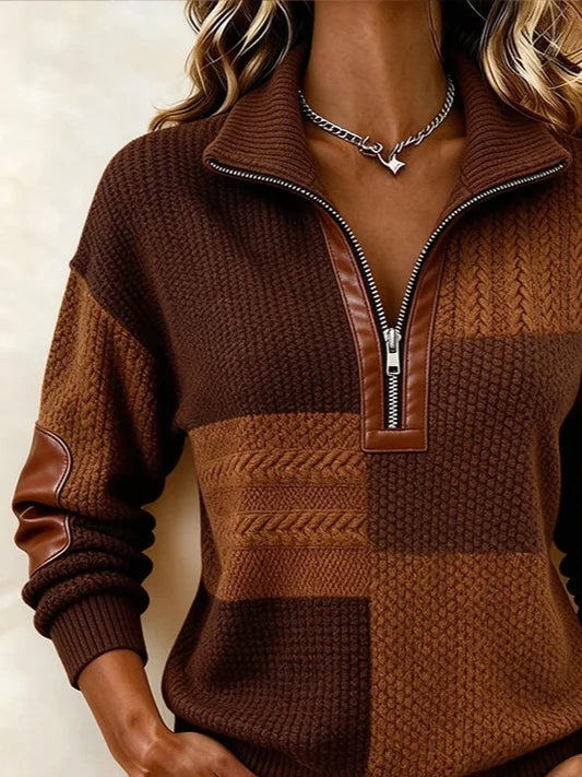 Casual Abstract Stand Collar Long Sleeve Sweatshirt