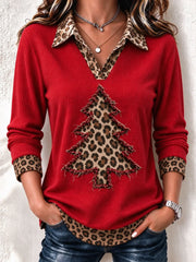 Vintage Leopard Shawl Collar Long Sleeve Sweatshirt