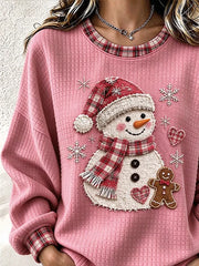 Casual Christmas Snowman Crew Neck Long Sleeve Sweatshirt