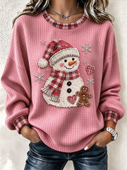 Casual Christmas Snowman Crew Neck Long Sleeve Sweatshirt