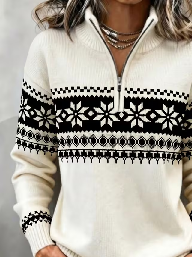 Casual Abstract Shawl Collar Long Sleeve Sweatshirt