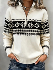 Casual Abstract Shawl Collar Long Sleeve Sweatshirt