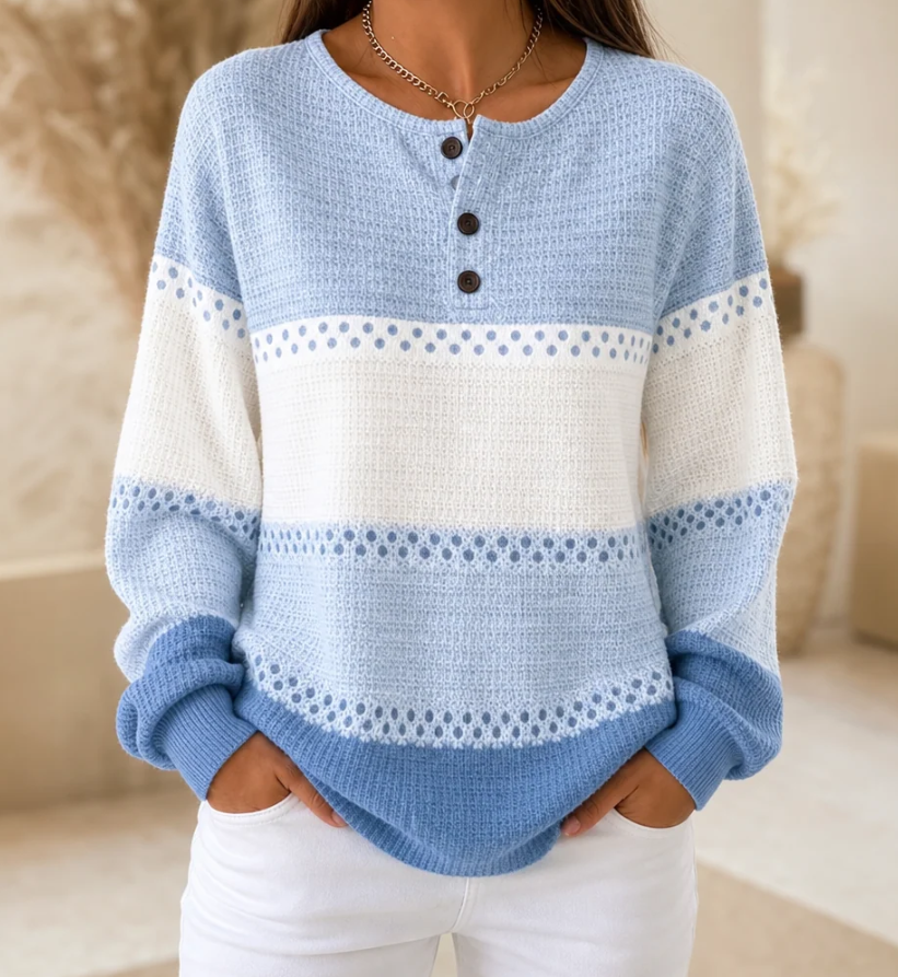 Women Casual Layered Color Block Waffle Sweatshirt