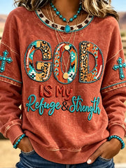 Vintage Leopard Graphic Crew Neck Long Sleeve Sweatshirt