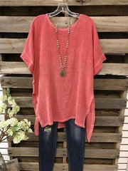Daily Solid Crew Neck Short Sleeves Shirts