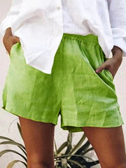 Solid Cotton Casual Simple Shorts