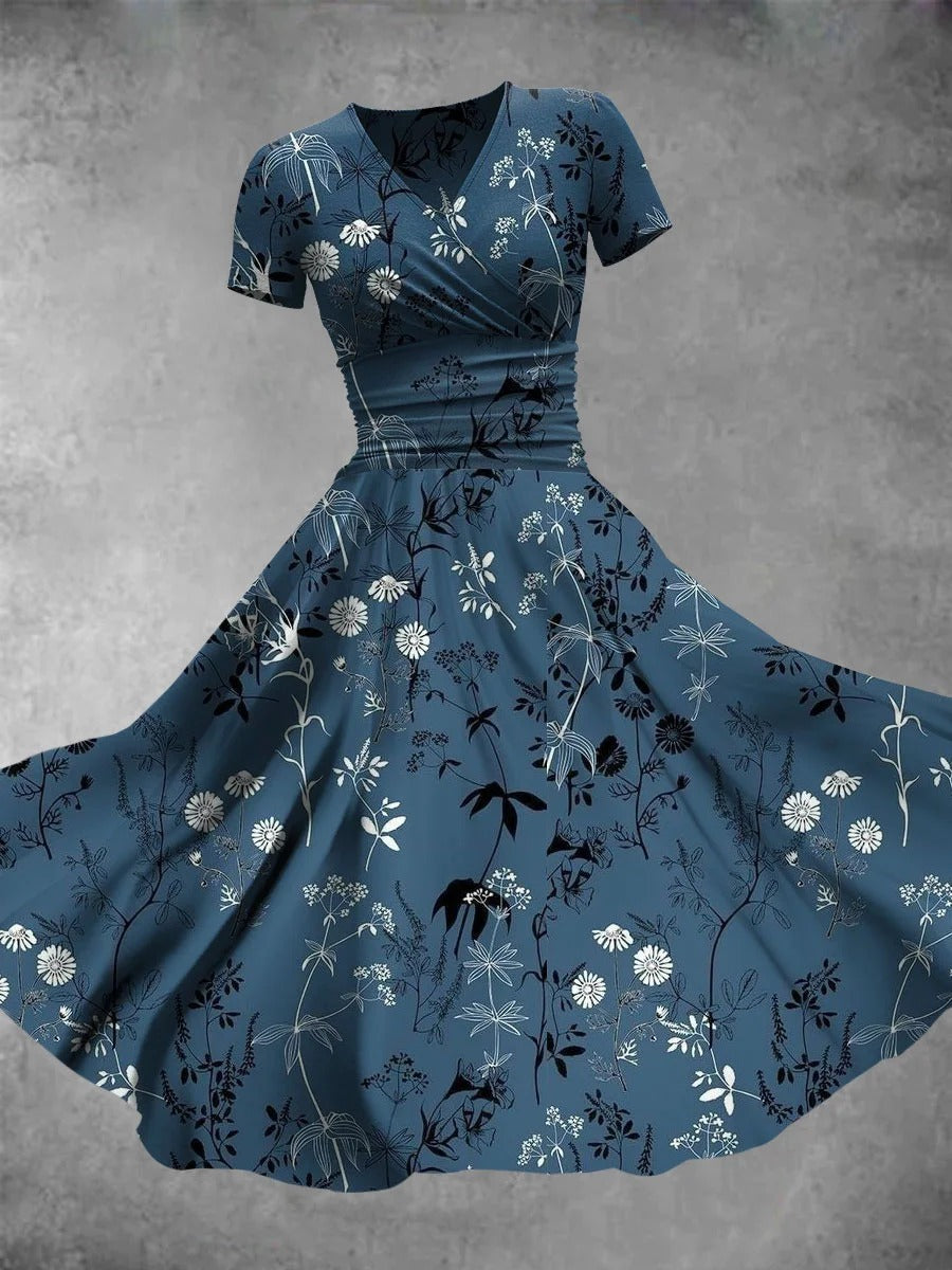 Casual Flower Art Print Maxi Dress