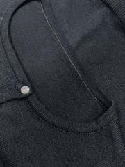 Gray Crew Neck Long Sleeve Comfy Button Down Knit Sweater