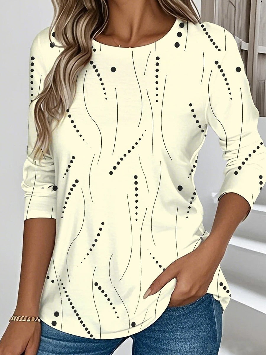 Casual Round Neck Long Sleeve Tops