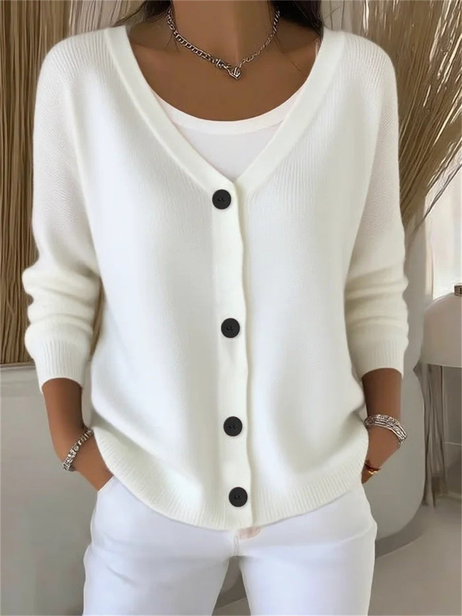 Plain Long Sleeve Buttons Comfy Casual Cardigan