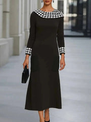 Groovy Round Neck Long Sleeve Maxi Dress