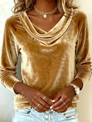 Plain Soft Velvet Round Neck Long Sleeve Sweater