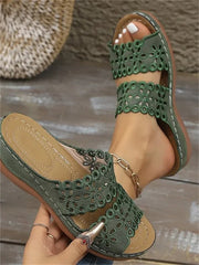 Vintage Plain Slip On Flat Heel Slide Sandals