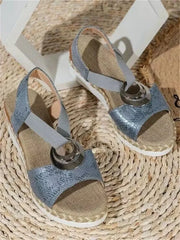 Elegant Plain Slip On Block Heel Peep-toe Sandals