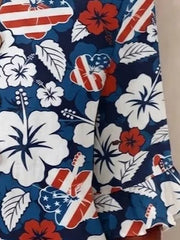 Women V Neck Half Sleeve Independence Day Floral Flag Micro-Elastic Blouse