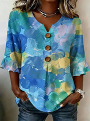 V Neck Half Sleeve Floral Regular Regular Fit Blouse For Women