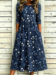 Women Floral Summer Dress Half Sleeve A-Line Dress