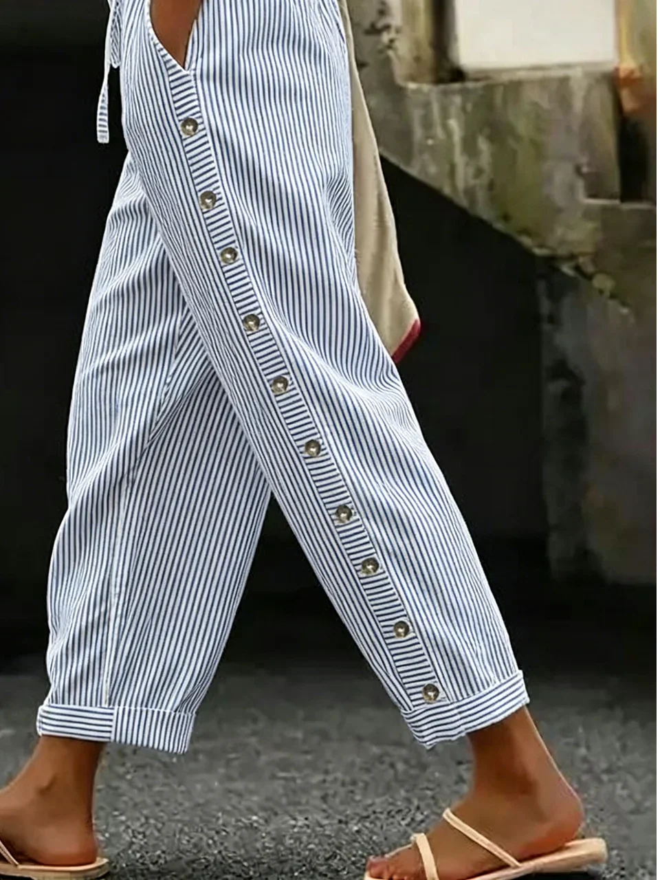 Women Striped Long Pants Vintage Spring/Fall Trousers