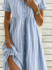 Loose Casual Shawl Collar Dress With No
