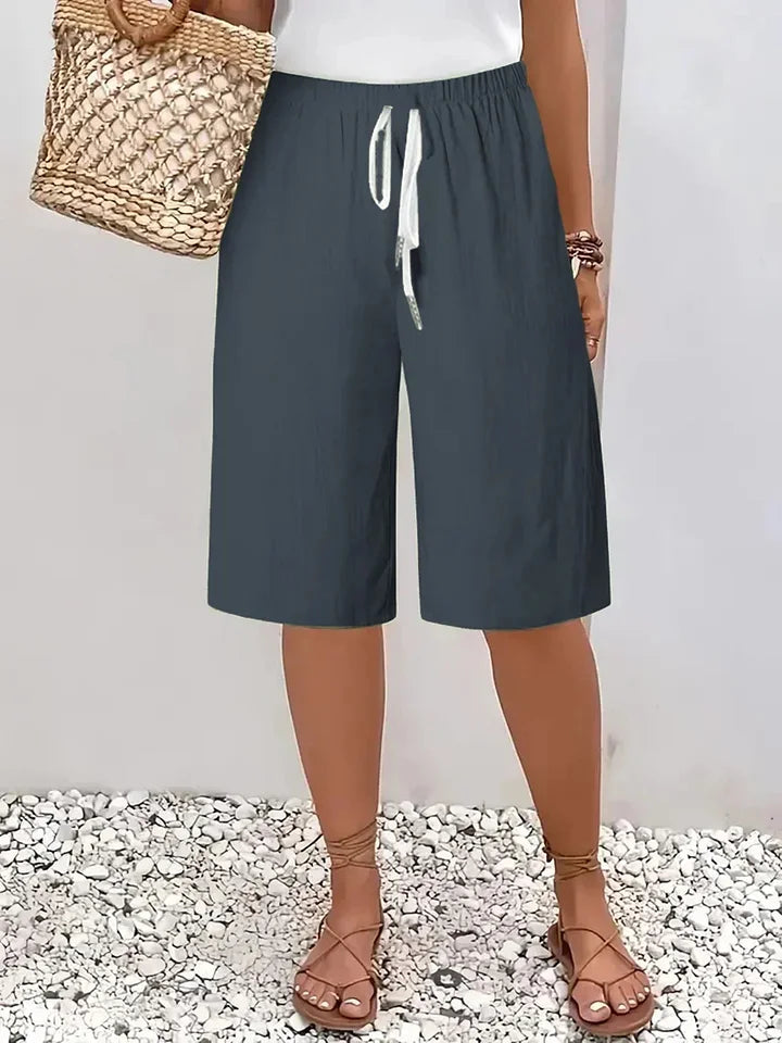 Women's Casual Straight-Leg Cotton Linen Shorts